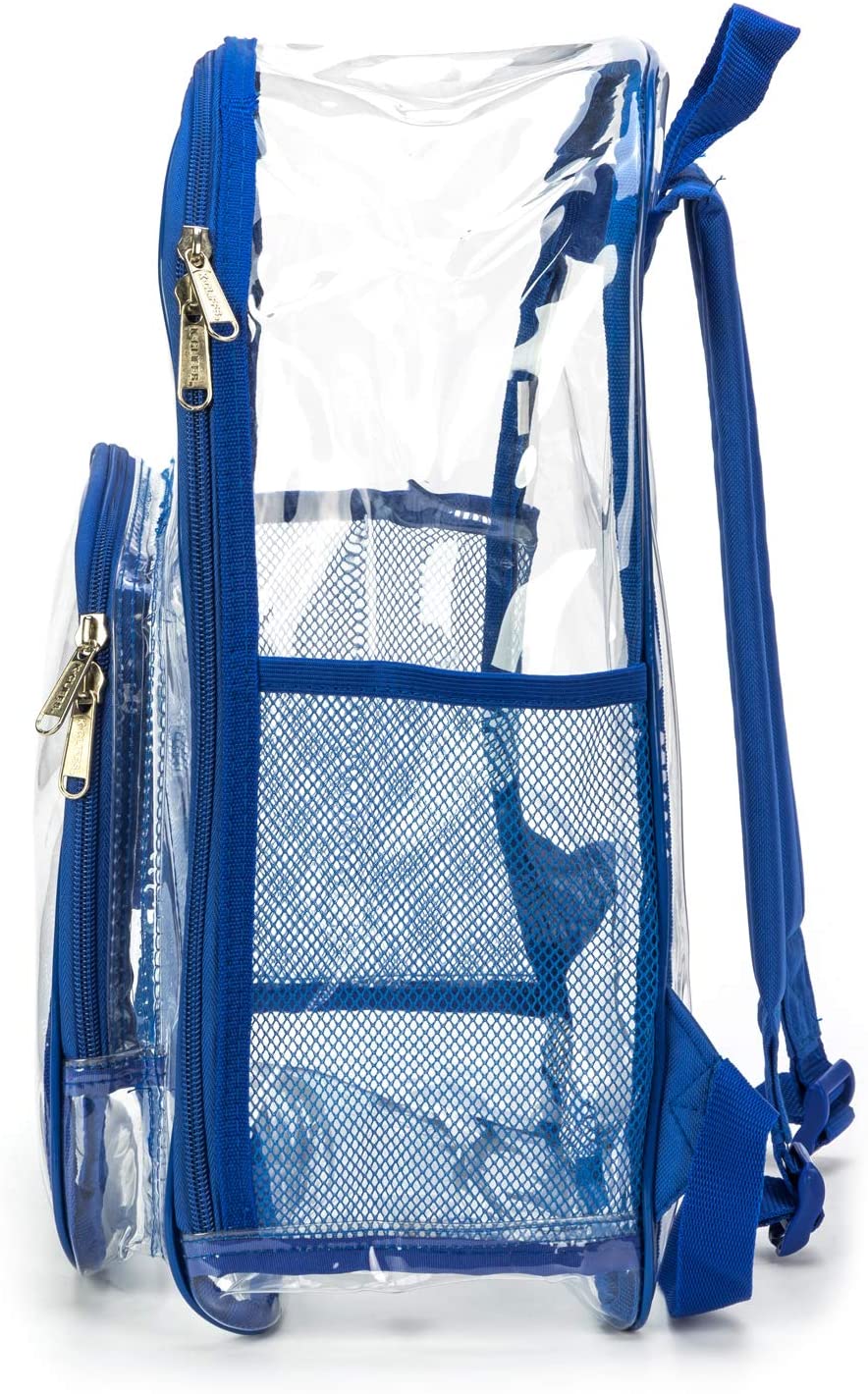 K-Cliffs Unisex Heavy Duty Clear School Backpack See Through PVC Work Security Bag,  Workbag Royal Blue - image 5 of 10
