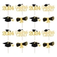 thumbnail image 5 of sunsanly 16Pcs/Set Cake Card Class of 2024 Graduation Black Golden Theme Table Toppers Centerpieces Graduation Party Decoration, 5 of 8