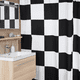 thumbnail image 1 of Cortina de Baño Impermeable Juana Gallo Diseño de Ajedrez Cuadros Blanco con Negro, 1 of 7