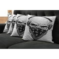 thumbnail image 2 of Ambesonne Grunge Throw Pillow Cover 4 Pack, Gothic Skull Headphones, 16", Pale Grey Black, 2 of 6