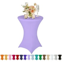 Lavender Elastic Tablecloth for 43"x32"  Round Table - Spandex Stretch Cocktail Table Cover for Party, Wedding, Banquet Decor