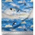 thumbnail image 1 of Soimoi Poly Georgette Fabric Clouds & Flying Swift Bird Print Fabric by Yard 52 Inch Wide, 1 of 3