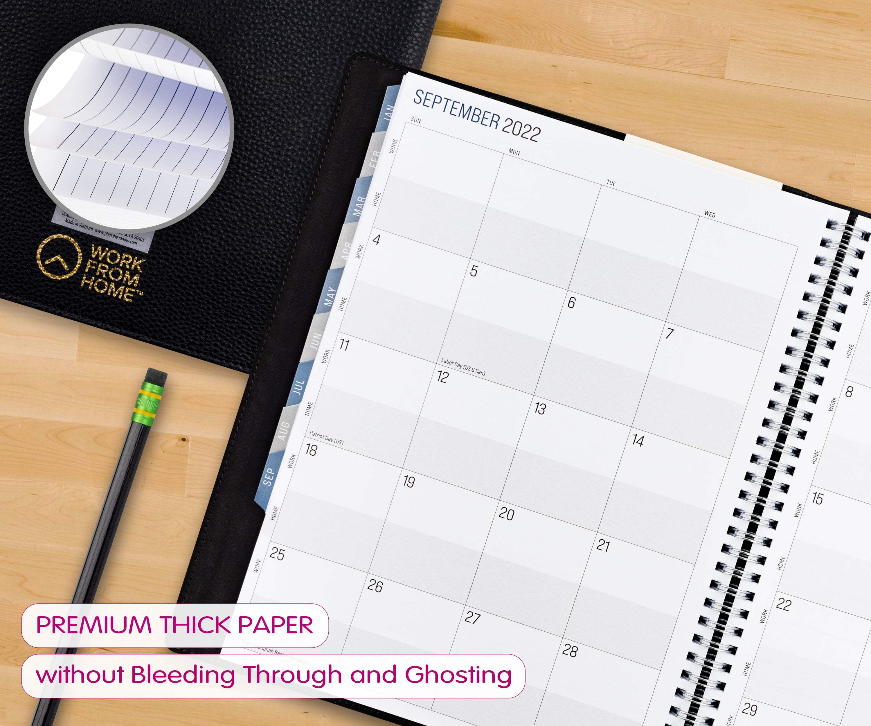 Work From Home Monthly/Weekly Planner, October 2021-December 2022, 8.25x10.25 Black