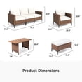 thumbnail image 3 of Yardgrace 5-Piece Outdoor Patio Furniture Set, PE Wicker Sectional Conversation Sofa with Storage Ottoman, Wood Table with Umbrella Hole, Beige for Backyard Garden, 3 of 8