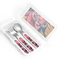 thumbnail image 4 of Picia Pink Tiger Gold Leaves Print Children's Knife, Fork And Spoon Set - Kids’ Knife Fork Spoon - Stainless Steel Kids Silverware Set - Metal Kids Cutlery Set, 4 of 8