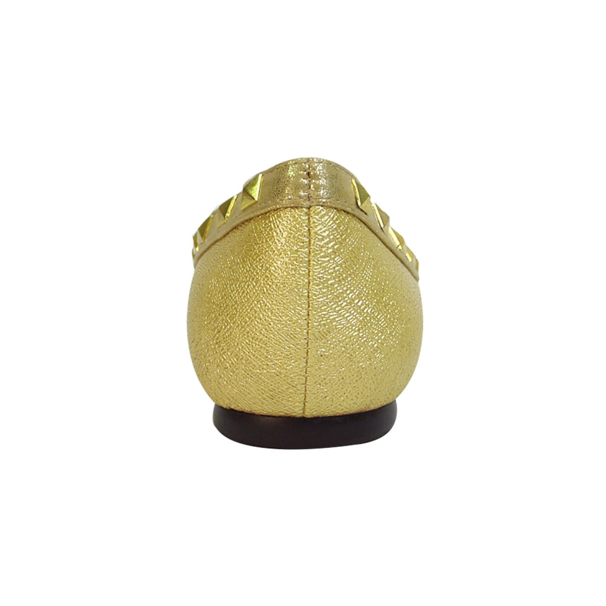 FUZZY Emily Women Wide Width Pointed Toe Square Studded Top Liner Slip-On Flats GOLD 8.5
