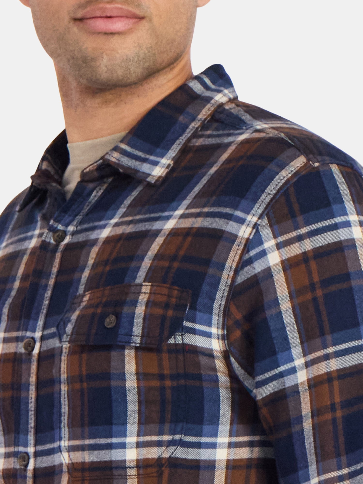 George Men's & Big Men's Relaxed Fit Double Pocket Flannel Shirt, Sizes XS-3XLT