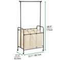 thumbnail image 5 of mDesign Portable Laundry Sorter with Wheels and Steel Hanging Bar - Bronze/Beige, 5 of 8