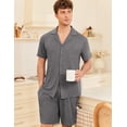 thumbnail image 4 of EKOUAER Mens Pajamas Set Short Sleeve Sleepwear Button Down Soft Loungewear 2 Piece Pj Shorts Sets with Pockets, 4 of 6