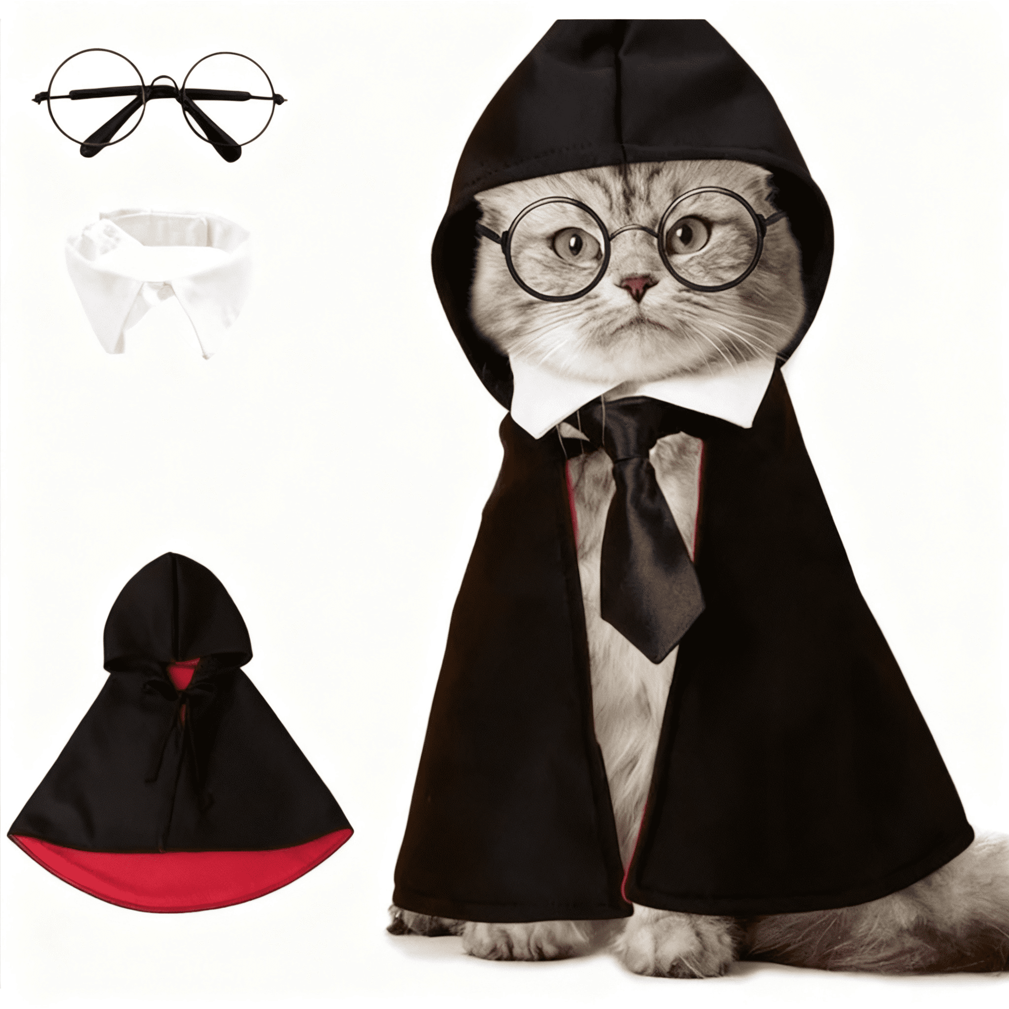 Pet Halloween Wizard Cape Costume for Cats and Small Dogs with Breathable Fabric