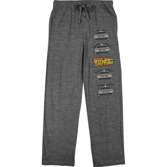 Back To The Future Delorean Men's Heather Gray Sleep Pajama Pants-XXL