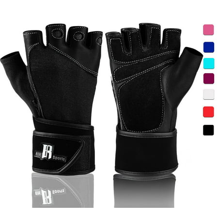 Weight Lifting Gloves With Wrist Wrap - Best Lifting Gloves - Premium Weights Lifting Gloves, Rowing Gloves, Biking Gloves, Training Gloves, Crossfit Gloves & Grip Gloves - Black,