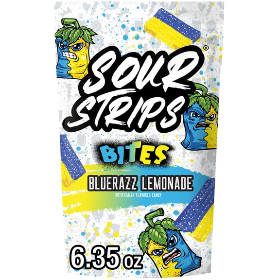 SOUR STRIPS Bites Bluerazz Lemonade Flavored Chewy, Candy Bag, 6.35 oz