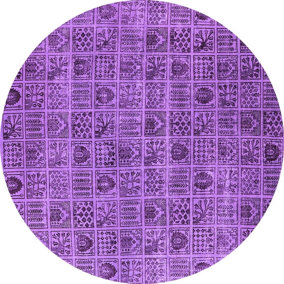 Ahgly Company Indoor Round Oriental Purple Industrial Area Rugs, 7' Round