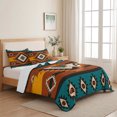 thumbnail image 5 of Full Quilt Set 78''x90'', Aztec Southwest Lightweight Summer Bedspread Coverlet Set with 2 Pillow Shams, Orange Red Geometric Tribe Vintage Breathable All Season Quilt Bedding for Bedroom/Guest Room, 5 of 9