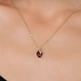 thumbnail image 3 of Gem Stone King 1.00 Ct Oval Checkerboard Red Garnet 18K Yellow Gold Plated Silver Pendant With Chain, 3 of 6