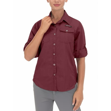 Little Donkey Andy Women s UPF 50+ UV Protection Shirt Long Sleeve Fishing Hiking Shirt Dark Red 4XL