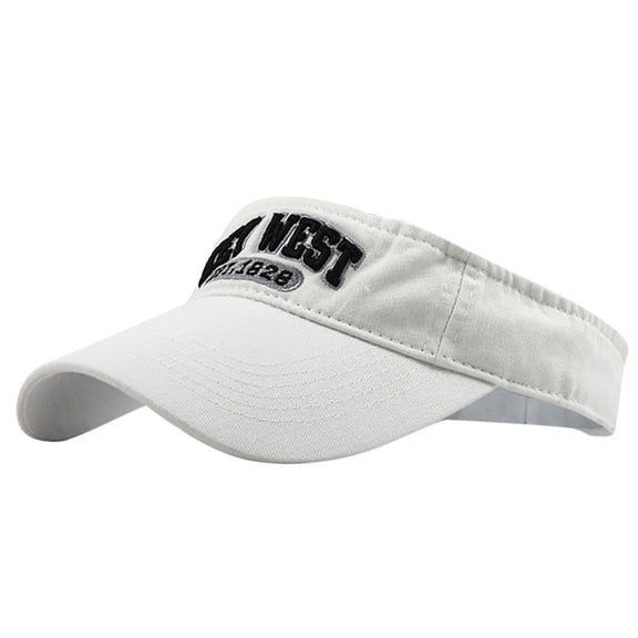 White Visors Unisex Empty Top Sun Hat Washed Canvas Visor Outdoor Embroidery Cap Adjustable