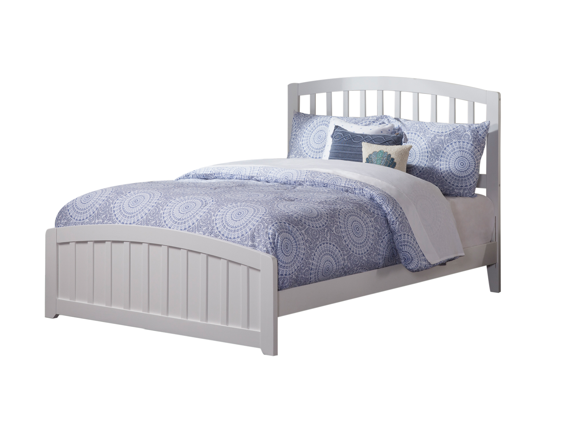 AFI Richmond Queen Wood Platform Bed with Slatted Headboard and Footboard, White