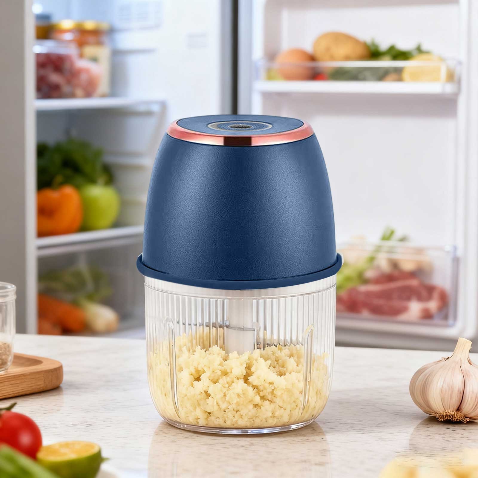 AFACUHX Mini Food Processor (with Charging Wire) Compact Kitchen Chopper Efficient Vegetable Meat Grinder Quick Prep Garlic Onion Mincer Function for Meal Prep (350ml) 1PC