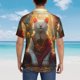 thumbnail image 4 of Balery Sunshine Flower Meditating Cat Camisas hawaianas de manga corta para hombre, camisas playeras de corte holgado, camisas de vacaciones con botones,X-Large, 4 of 7
