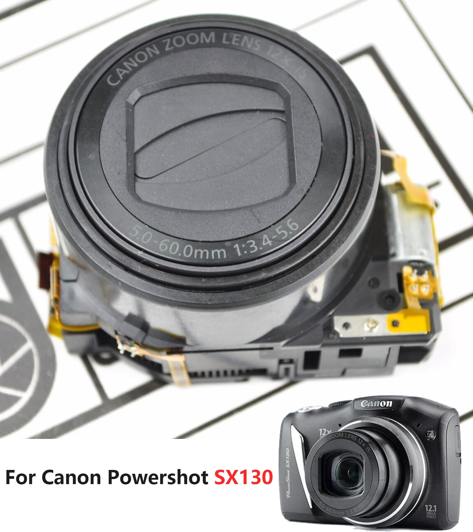 Restored DHcamera 12.1MP lens ZOOM UNIT Sensor 12x Zoom Black for Canon SX130 IS CCD Repair Part (Refurbished) - Walmart.com