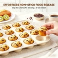 thumbnail image 3 of Kikcoin 2 Pack Muffin Pan Set, 24-Cup Non-stick Cupcake Pan, Carbon Steel Baking Pans Oven Safe up to 446℉, 3 of 9