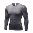 thumbnail image 1 of TOPTIE Men's Long Sleeve Compression Shirt, Athletic Workout Base Layer-Grey-XL, 1 of 7