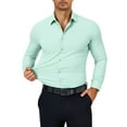 thumbnail image 2 of Stretch Dress Shirts for Men Long Sleeve Stretch Button Down Shirts Slim Fit Formal Business Shirts for Office and Events 2026 Mint Green M, 2 of 6