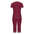 thumbnail image 5 of XuJwPNcy Women's Pajamas Set Comfy V Neck Sleepwear Short Sleeve Top with Capri Pants Pjs Sets Soft Loungewear, 5 of 7