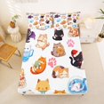 thumbnail image 5 of jejeloiu Kawaii Cartoon Cat Bed Sheets Kids,3D Cute Kitten Pattern King Sheets For Girls,4pcs, 5 of 6