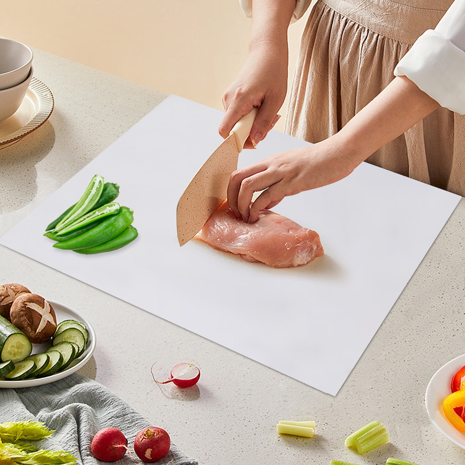 Large Cutting Boards Stainless Steel Cutting Board Kitchen Non-Slip “L” Shape Pastry Board Cutting Mats Stainless Steel Chopping Board Metal Cutting Board (Size: 23.6”*15.7”)