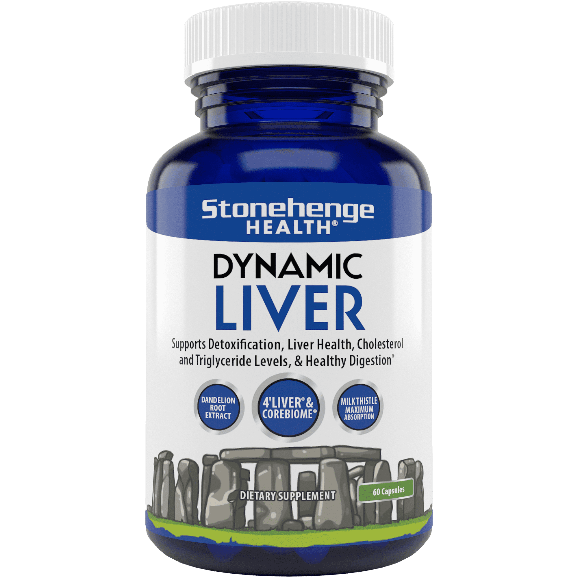 Stonehenge Health Dynamic Liver – Siliphos Milk Thistle Formula – Liver Support & Antioxidant Support, Gut-Liver Axis, Selenium, Zinc, Vitamin E, Ginger, Beetroot Extract, Non-GMO, 60 Veg Caps