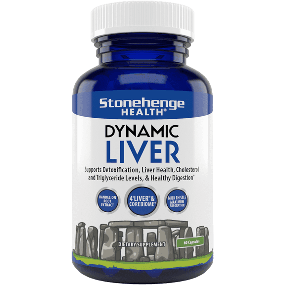 Stonehenge Health Dynamic Liver – Siliphos Milk Thistle Formula – Liver Support & Antioxidant Support, Gut-Liver Axis, Selenium, Zinc, Vitamin E, Ginger, Beetroot Extract, Non-GMO, 60 Veg Caps