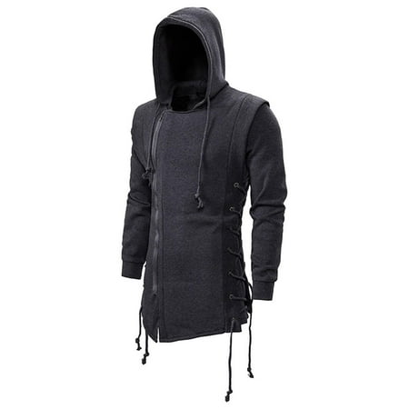 Black friday deals 2021 snorda Hoodies Sweatshirts Men Fashion Gothic Assassins Creed Zipper Side Lace Up Jacket Loose Outwear hoodies for mens hoodies pullover