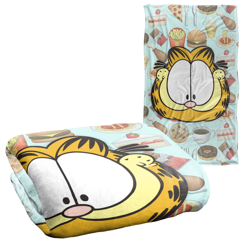 Garfield Blanket, 36"x58", Cat Food Silky Touch Sherpa Back Super Soft