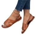 thumbnail image 3 of Slip On Sandals for Woman, Orthopedic Bunion Corrector Sandals,2026 Open Toe Solid Color Casual Summer Walking Sandals,Fashion Breathable Adjustable Hook Loop Straps Flat Beach Sandals, Light Brown 8, 3 of 9