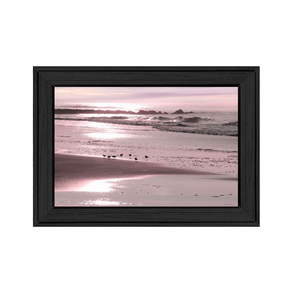 Trendy Decor 4U "Breakfast On The Beach" Framed Wall Art, Modern Home Décor Black Framed Print for Living Room, Bedroom & Farmhouse Wall Decoration by Lori Deiter 21"x15"