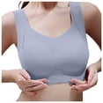 thumbnail image 4 of HCNTES Wireless Bras for Women No Underwire Seamless Bra Full Coverage Wide Strap V Neck Bralette Padded Push Up（Light Blue,XL), 4 of 7