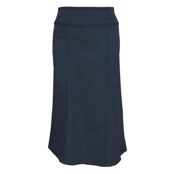 Women's Stretch Denim Below the Knee Length Panel Skirt