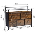 thumbnail image 6 of VECELO 5 Drawers Dresser Metal Frame and Wooden Top Floor Storage Cabinets for Living Room, Bedroom, Office, Brown, 6 of 11