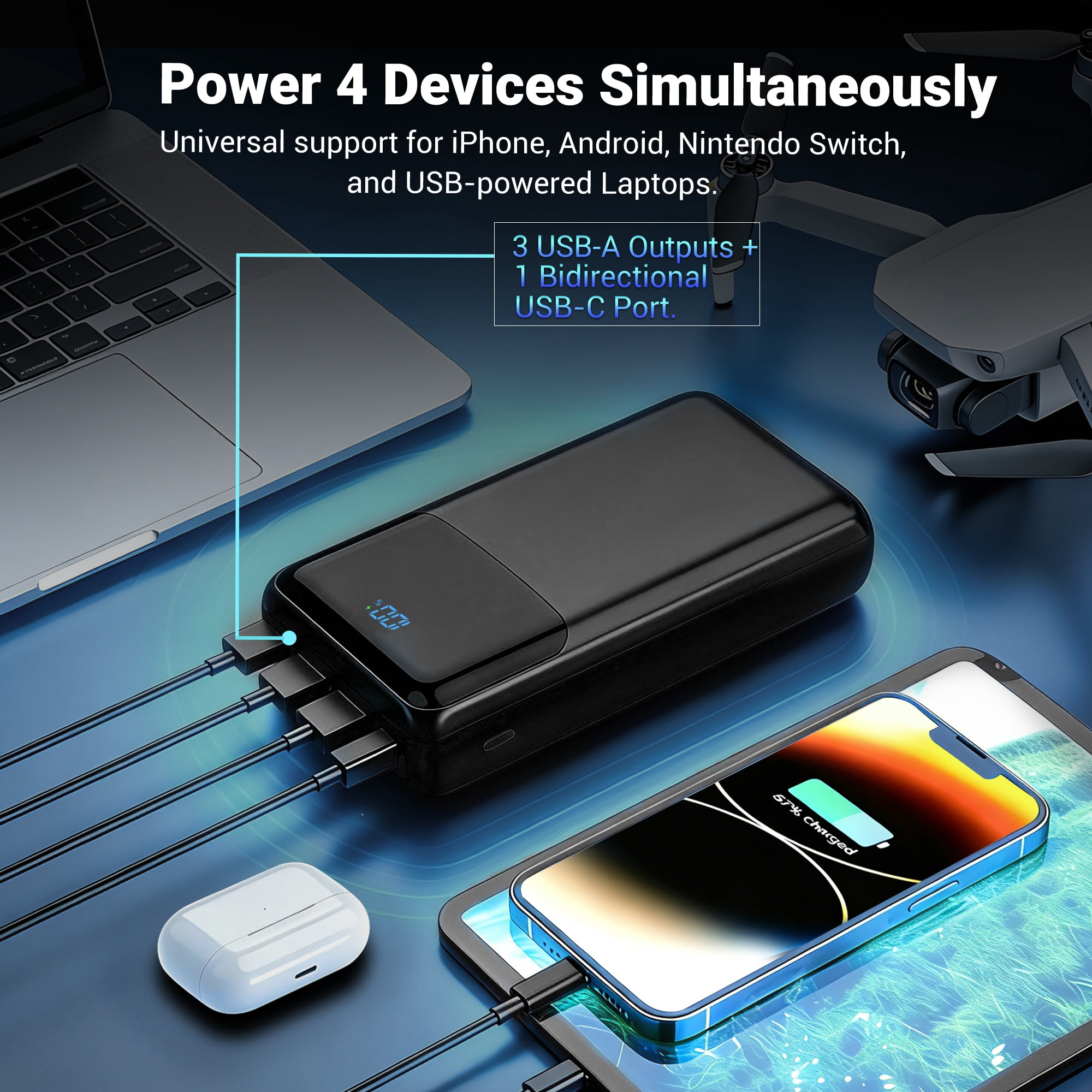 Tilnce 50000mAh Power Bank Charger - 30W PD Fast Charging for iPhone 17 Pro Max