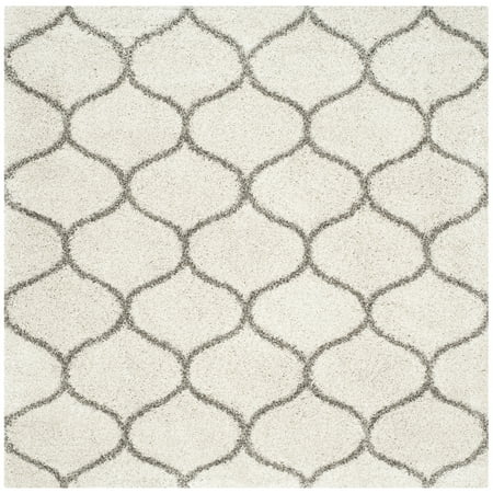 SAFAVIEH Hudson Arline Geometric Shag Area Rug  Ivory/Grey  5  x 5  Square