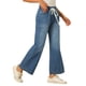 thumbnail image 4 of Jeans de pierna ancha para mujer INSPIRE CHIC con cordón, cintura elástica, pantalones de mezclilla casuales con bolsillos, azul XS, 4 of 6