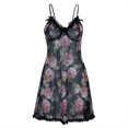 thumbnail image 1 of Gibobby Pijamas mujer calientitas Lingerine sexy para dormir, informal, elegante y con estampado floral, cuello en V profundo, malla transparente(Negro,XL), 1 of 5