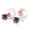 thumbnail image 2 of Galaxy Gold 14K Rose Gold Natural Pearl and Sapphire Stud Earrings - September Birthstone - Truth & Nobility - Fine Jewelry for Women, 2 of 3