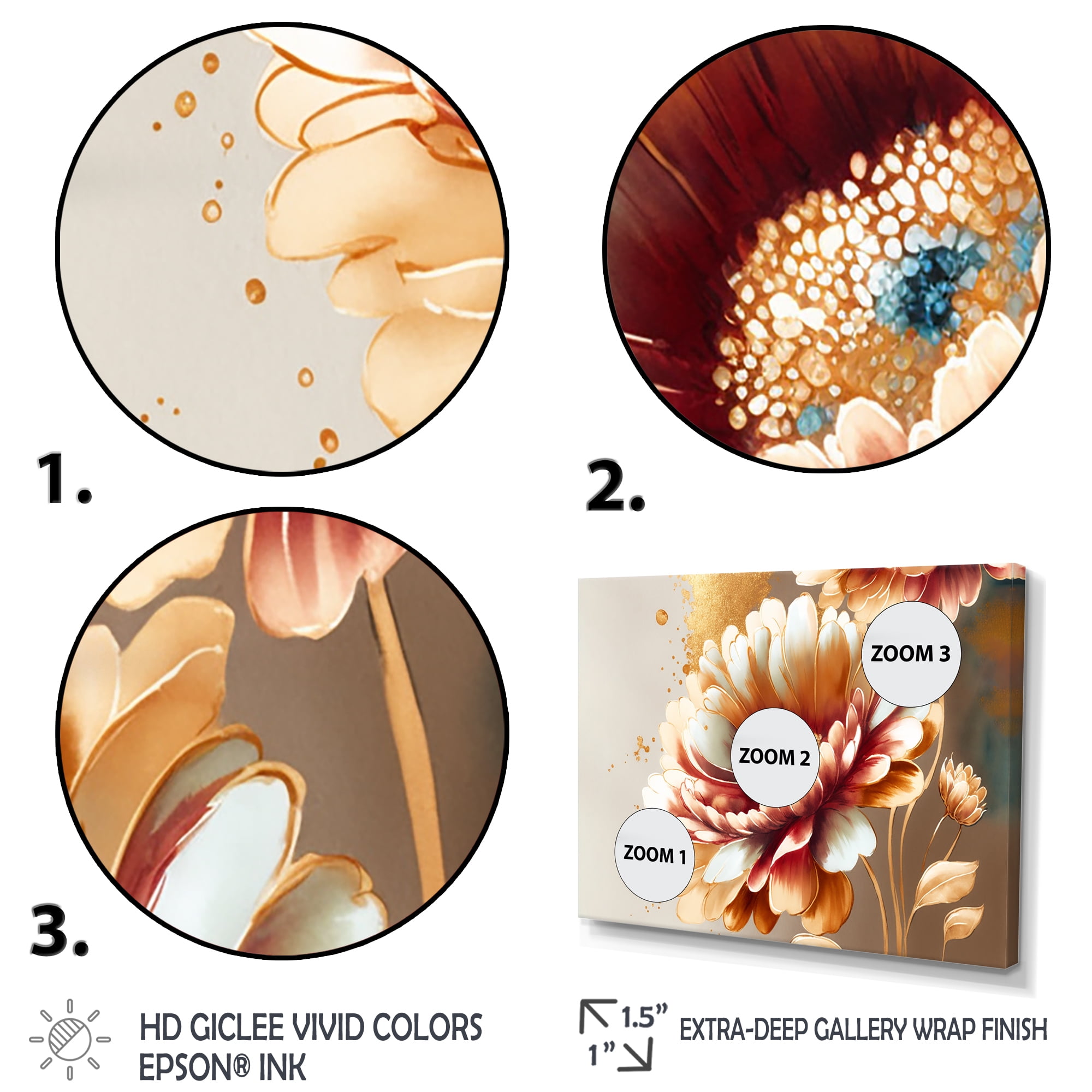 Designart Red And Gold Daisy Canvas Wall Art