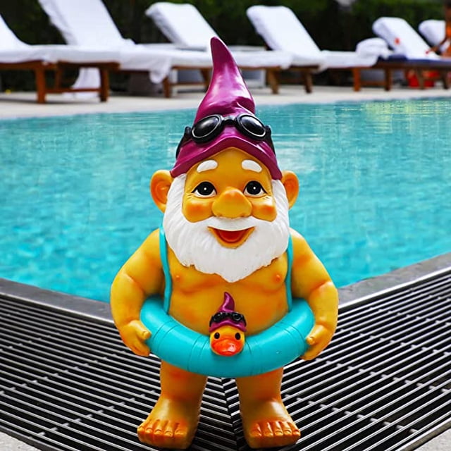 Decoraciones de piscina Decoraciones de piscina exterior - Estatuas de jardín Decoraciones de gnomos de patio - Enanos de jardín Decoraciones de jardín - Enanos de jardín Decoraciones de jardín - Ena JAMW Sencillez