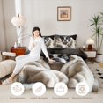 thumbnail image 3 of Homewish Boston Terrier Dog Queen Comforter Set,Kawaii Animal Comforter Sets Queen,Beige,Light Gray Reversible,3-Piece,1 Comforter and 2 Pillowcases, 3 of 7