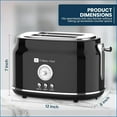 thumbnail image 4 of Culinary Chef Retro 2-Slice Toaster – Wide Slots, 5 Shade Settings, Bagel, Defrost & Cancel Functions – 900W – Black, 4 of 10